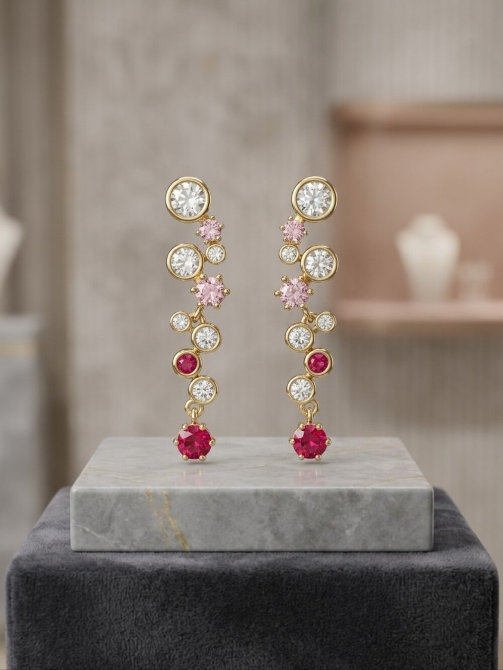 Swarovski Constella Drop Earrings – Multicolored Crystals, Gold-Tone Finish